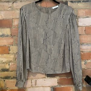 Anine Bing Willa Blouse in Crinkle Stripe